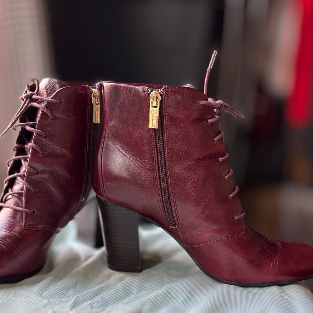 Isola Burgundy Lace Up Leather Boots